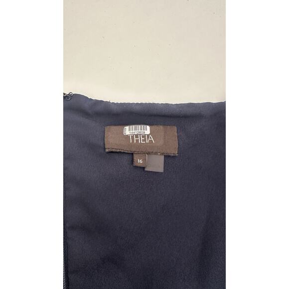 Theia Navy Blue One-Shoulder Midi Dress - Picture 10 of 11